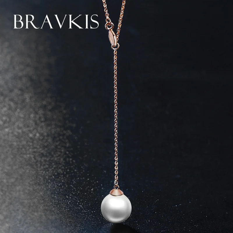 BRAVEKISS simulated pearl pendant necklace for women charm choker necklaces chain collier Y girls bijoux BUN0113 | Украшения и