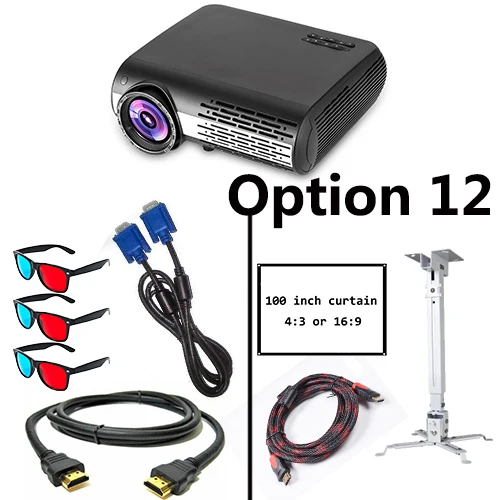 Option 12 Poner Saund M2 светодиодный 4K 2K FULL HD проектор 6500 люмен 3D Поддержка домашнего кинотеатра HDMI USB VGA AV Vs светодиодный 9 100 дюймов занавес опционально - Цвет: Option 12