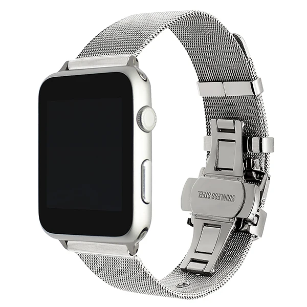 Silver Миланский ремешок для часов с застежкой-бабочкой ремешок для iWatch Apple Watch 38 мм 40 мм 42 мм 44 мм серия 5 4 3 2 1 ремень из нержавеющей стали - Цвет ремешка: Silver