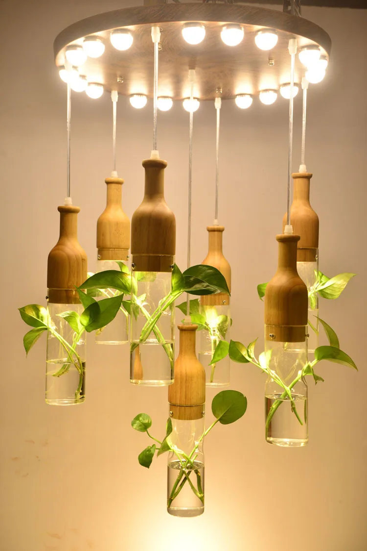 Креативный арт кулон Сделай Сам зеленые растения Led подвесной светильник