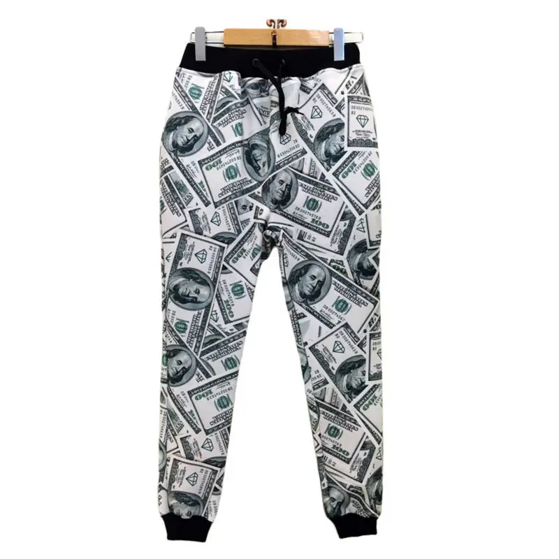 

CJLM Men Jogger Pants Casual Fashion Dollars 3D Printed Paper Money Unisex Long Length Trousers Plus Size Comfortable Sweatpants