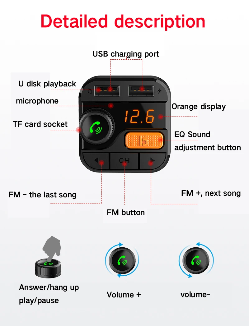 FM передатчик Автомобильный mp3 плеер 5,0 приемник Bluetooth USB Автомобильное зарядное устройство U диска формат музыки без потери качества стерео плеер Bluetooth car Kit