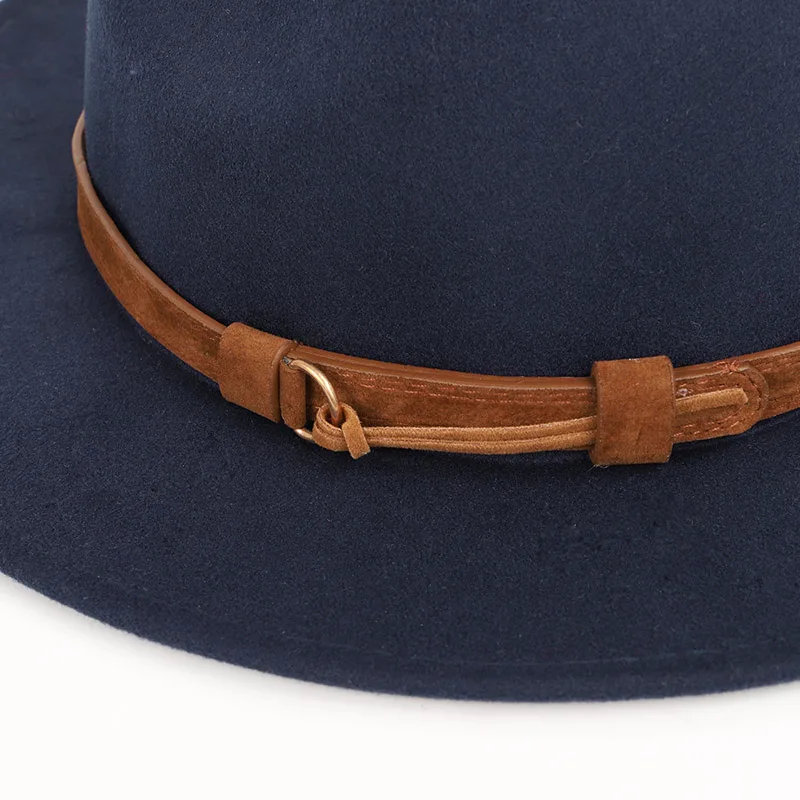 Men's wool warm shallow top fedora fashion trend unisex caps solid color 60CM large size hats male classic bone bowler hat man |