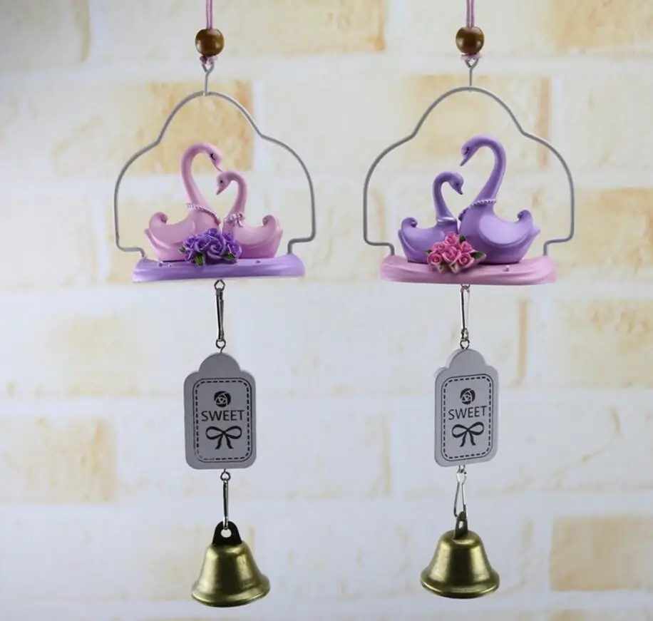 Distressed forever love swans couples sweet Wind Chimes iron craft Модель для дома кофейного бара украшения |