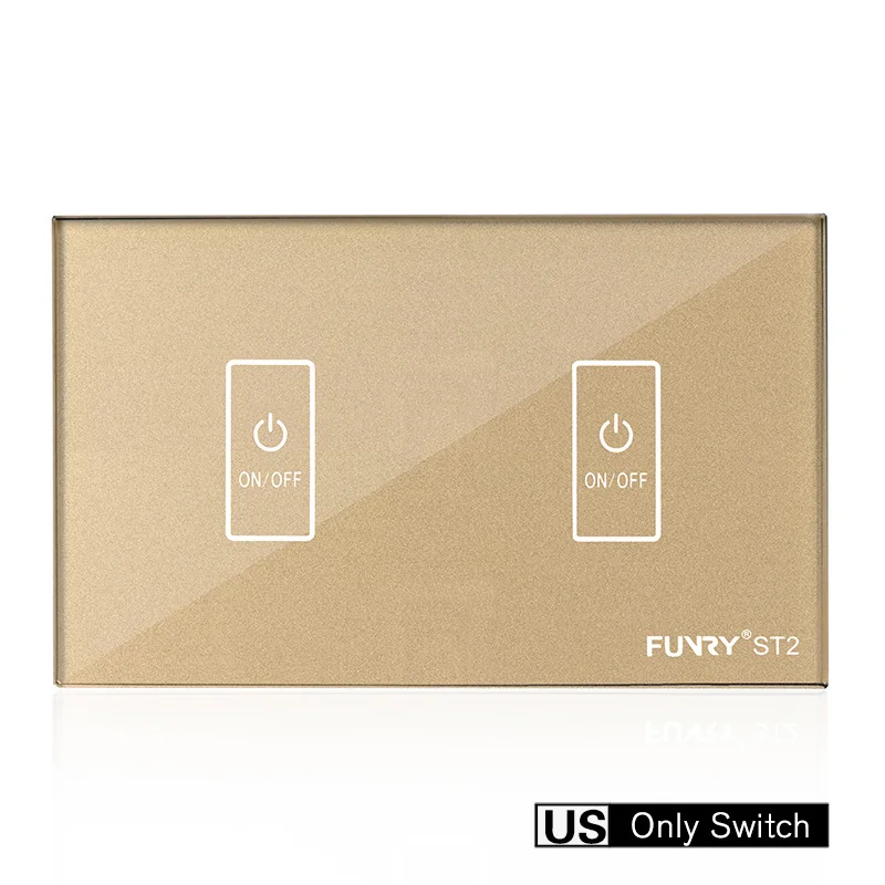 Funry us standaard 2 gang дистанционный переключатель, Smart Control ан-uit voor Умный Дом, slimme Schakelaar, смарт Лампы Schakelaar - Цвет: Only golden swich