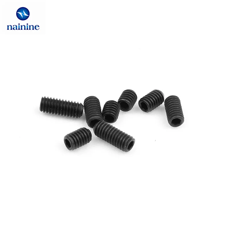 

DIN916 [M2-M12] Black Carbon Steel Metric Thread Grub Screws Inner Hexagon Socket Set Screw B010
