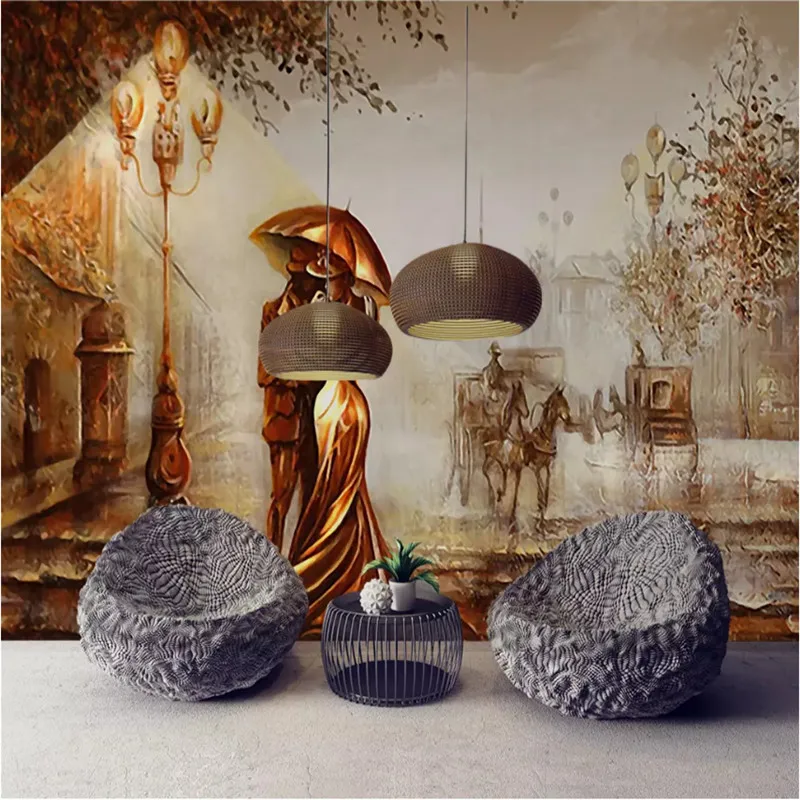 

Custom Wall Paper 3D European Stereoscopic Embossed Golden Couple Building Background Mural Wallpaper 3D Wall Papers Home Decor