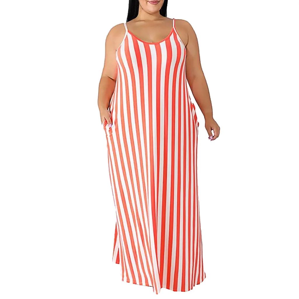 Женское платье с цветочным принтом длинное большого размера в полоску поясом