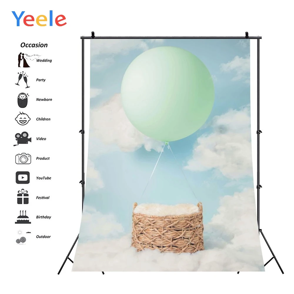 Yeele Balloon Basket Cloud Newborn Self Portrait Photography Backgrounds Personalized Photographic Backdrops For Photo Studio |