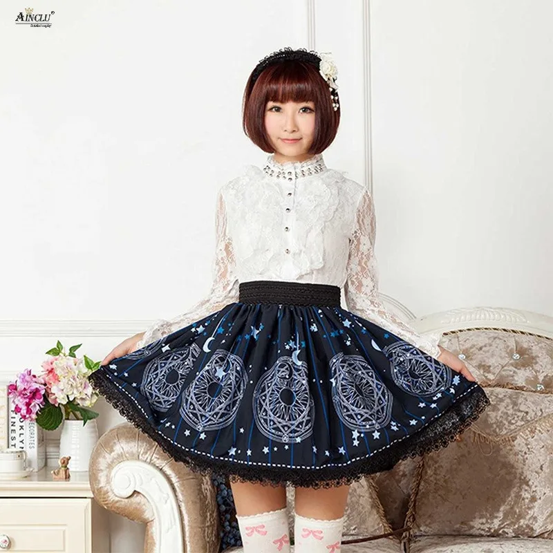 Женские кружевные юбки Ainclu темно синие Лолиты из полиэстера XS XXL|lolita custom| |
