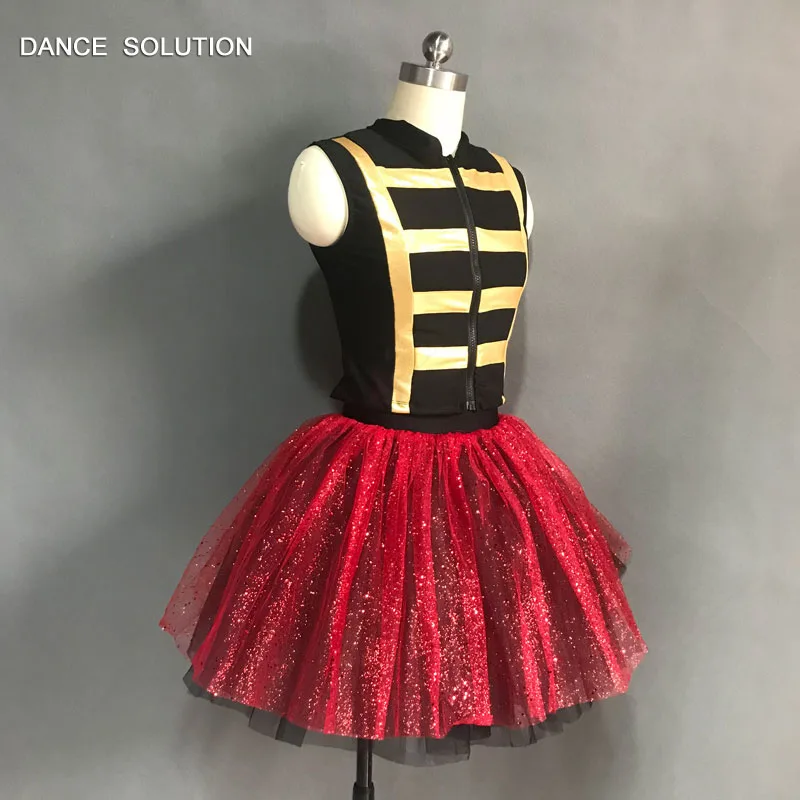 Black Spandex Camisole with Tulle Skirt and Sleeveless Jacket Jazz Costume Women Girl Tuinc Dress Stage Show Dancewear 18723 |