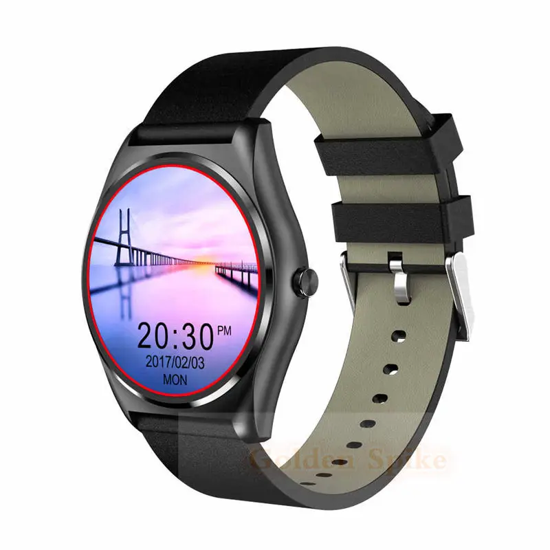 Bluetooth умные часы для android Ios pk kw28 kw88 kw98 с facebook анти-потеря сенсорный экран фитнес умные часы для мужчин и женщин - Цвет: black leather