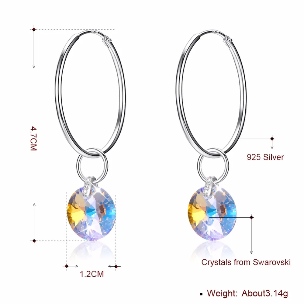 Роскошные женские серьги из серебра 925 пробы с разноцветным блестящим камнем