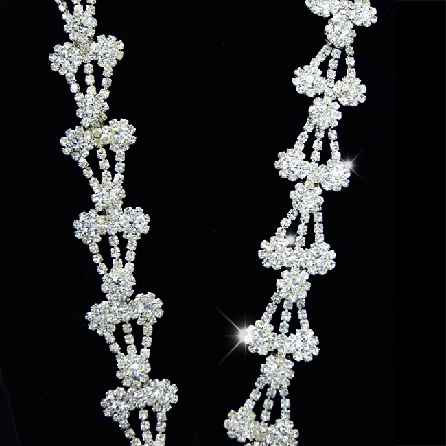 1 ярд Свадебный прозрачный горный хрусталь аппликационный костюм цепочка