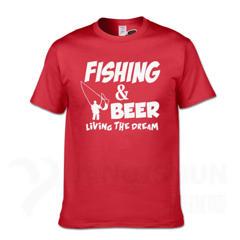 Red Футболка с надписью «Fishings» и надписью «Fishinger Beer Fish Live The Dream», футболка с надписью «Sporter Flying Fresh Fun Gift», футболки - Цвет: Red