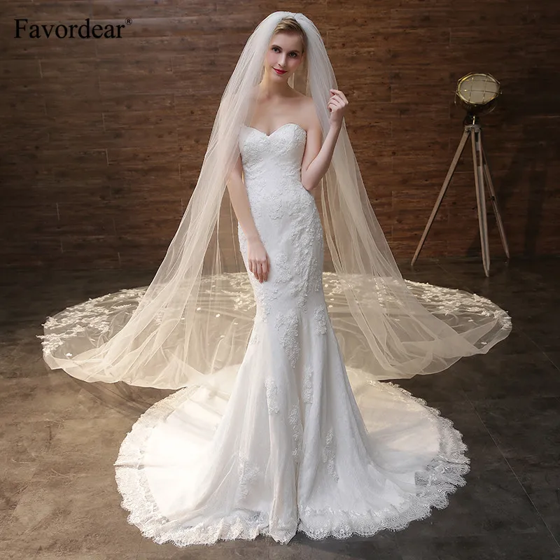 Favordear Высокое качество 4 5 м свадебная вуаль с Серебряная подвесом расческа 1 слой