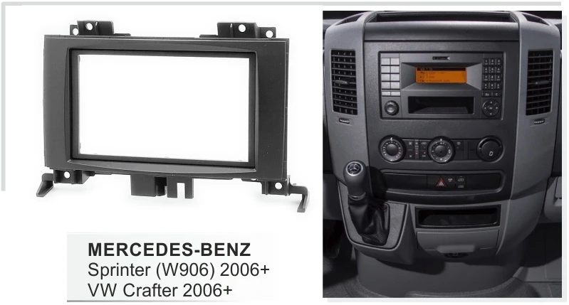 Двойной Din Facia для Mercedes Benz Sprinter(W906) VW Crafter 2006+ Радио DVD консоль панель приборной панели комплект фасции пластина адаптер рамка