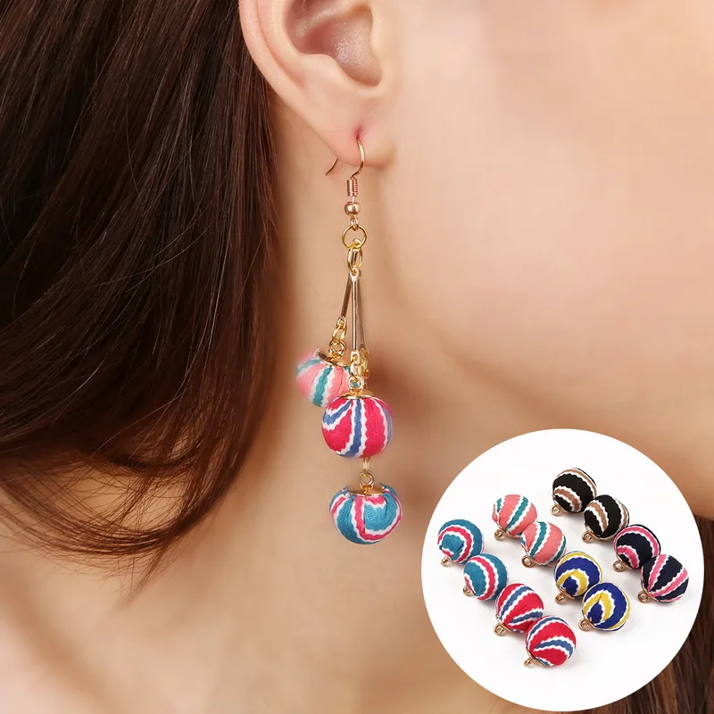 10 шт./лот черный темно синий красный в полоску покрытые тканью Бусины Подвески