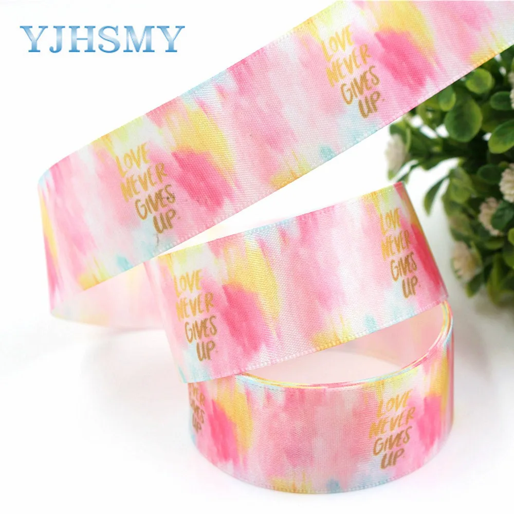 YJHSMY D 18319 1 25 мм 10 ярдов Мультфильм Цветок атласные ленты лента для шитья свадебные