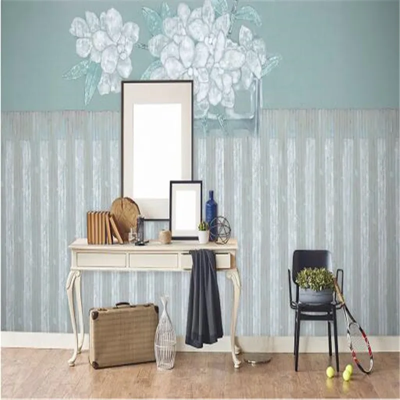 

Chinese Vintage Wall Paper Home Decor Non-Woven Wallpapers Simple Blue Elegance Lotus Wallpapers for Living Room