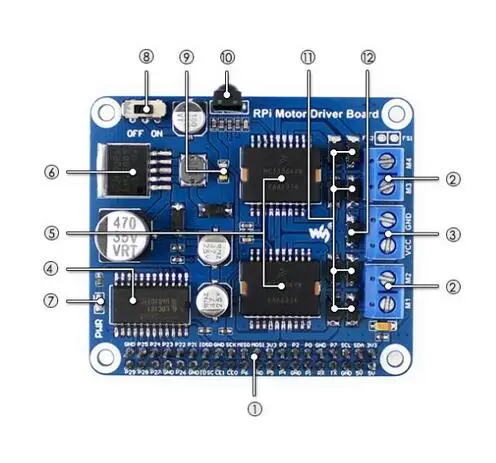 Плата драйвера двигателя Waveshare RPi Raspberry Pi A +/B +/2B/3B плата расширения постоянного
