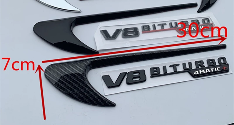 Vent Fender отделка эмблемы лезвие логотип V8 BITURBO 4matic+ для Mercedes Benz AMG V8 C200 C300 E300 E400 W213 стайлинга автомобилей сбоку Стикеры