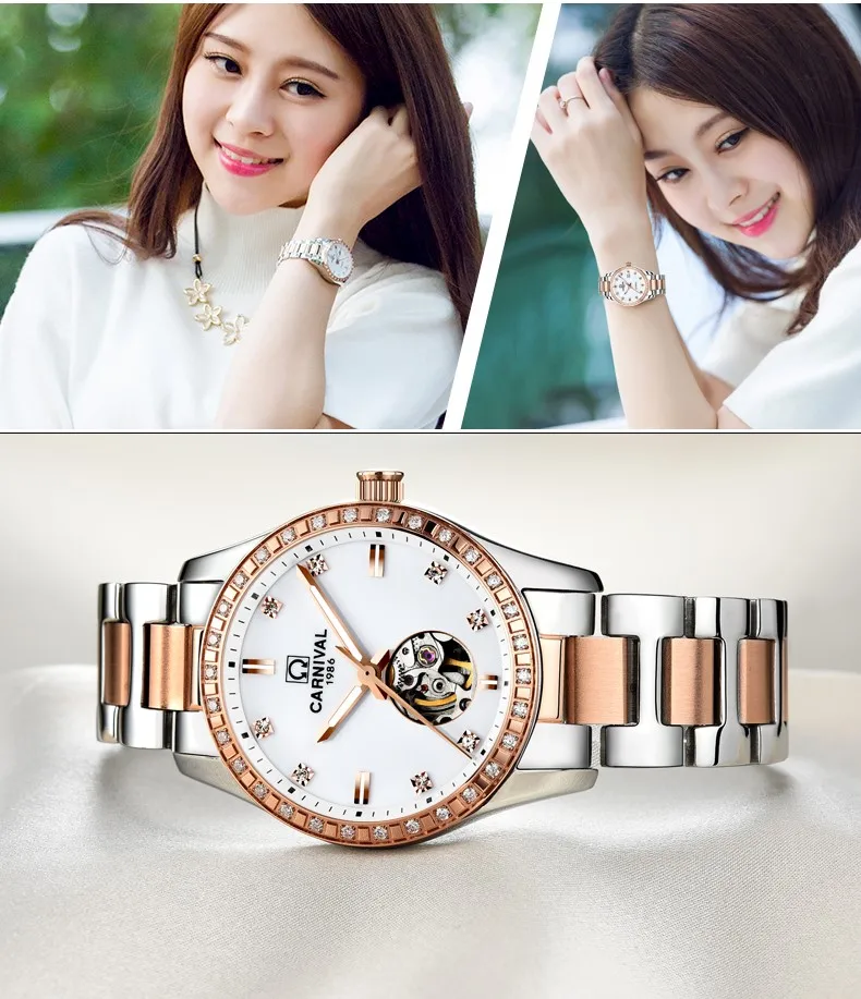 Montre femme, карнавальные автоматические часы для женщин, календарь, модные женские часы, светящиеся, водонепроницаемые, сапфировые, Relogio feminino