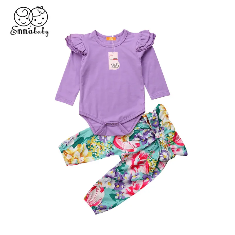 Осенний повседневный комплект одежды для маленьких девочек милые фиолетовые