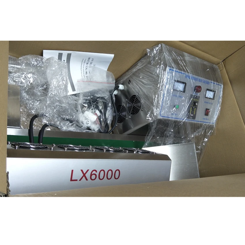 

LX6000 Automatic electromagnetic induction foil sealing machine,Stainless Steel Continuous Induction Cap Sealer,20-80mm