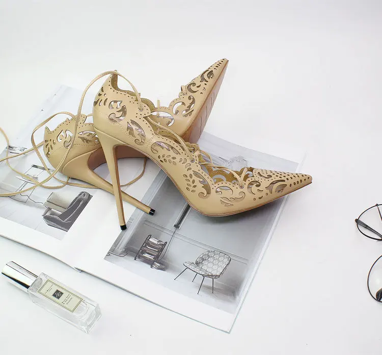 Женские туфли-лодочки с острым носком на тонком высоком каблуке босоножки