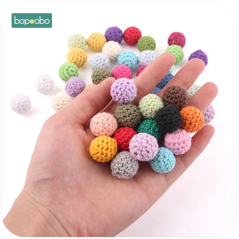 Bopoobo-Cuentas de ganchillo para dentici&oacute;n de beb&eacute;, abalorios masticables para manualidades, joyer&iacute;a, accesorios de enfermer&iacute;a, Gehaakte juguete, mordedor para beb&eacute; de 16mm, 10 Uds.-3