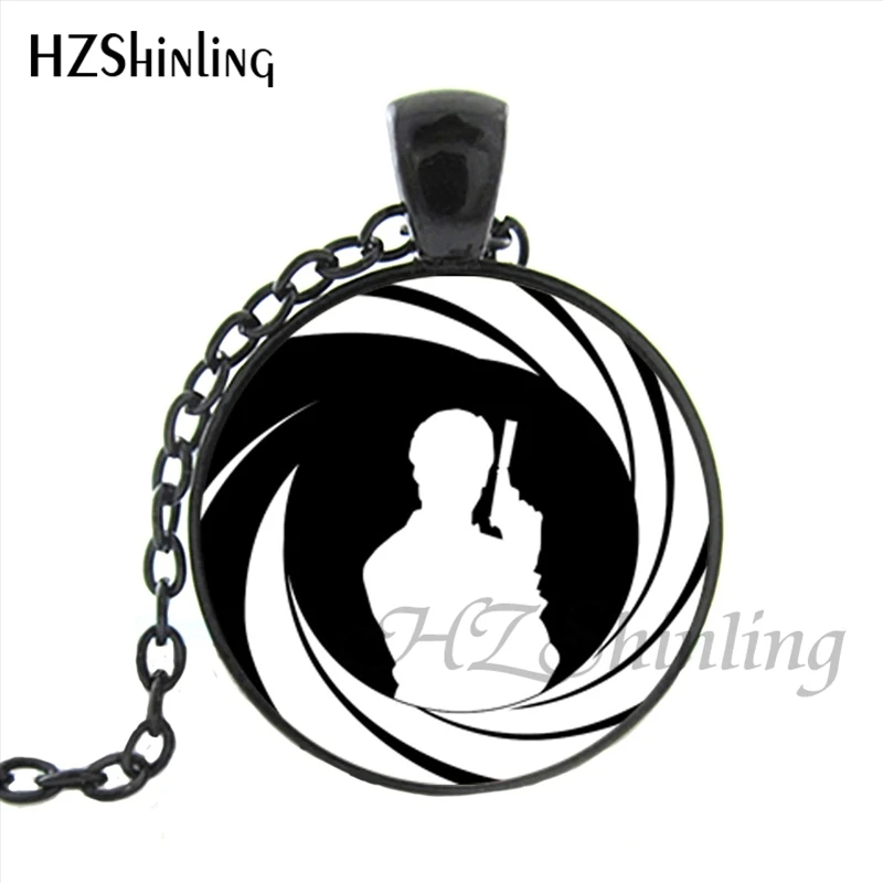 2 HZ1-MINI-0048 Новое модное ожерелье Джеймса Бонда Круглое стекло кабошон агенты 007 цепочка ожерелье с подвеской в стиле стимпанк ювелирные изделия - Окраска металла: 2