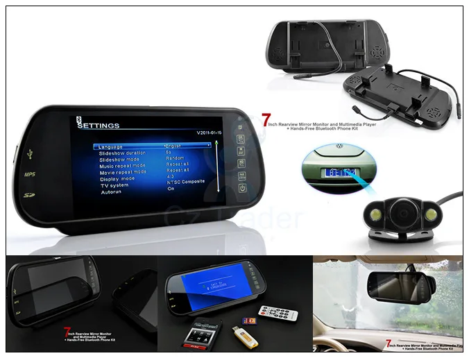 Беспроводной 7 дюймовый TFT ЖК экран автомобильный монитор заднего вида дисплей с