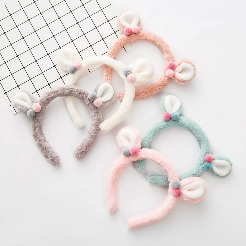 Handmade 10pcs Fashion Cute Fur Bear Ears Hairbands Color Pom Animal Hair Sticks Princess Headwear Accessories | Аксессуары для