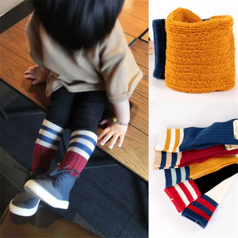 1 Пара Детские Носки Хлопок Студент Школы Девушки Парни Полосатый Ретро Старая