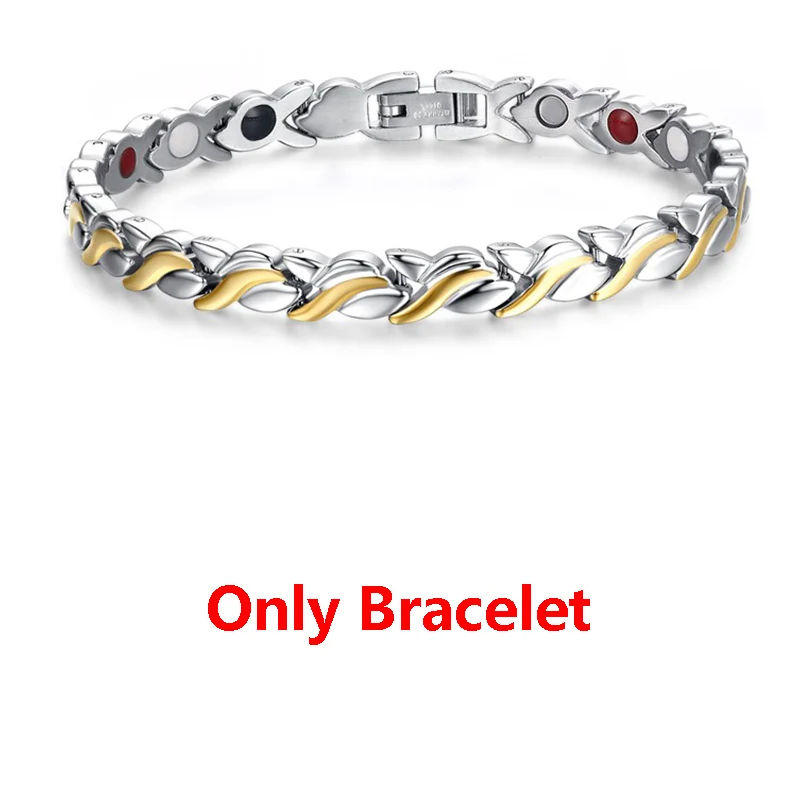Only Bracelet 21 см здоровые магнитные браслеты скрученные браслеты для мужчин и женщин нержавеющая сталь германий цепочка на руку цепи Голограмма Мощность ювелирные изделия - Окраска металла: Only Bracelet