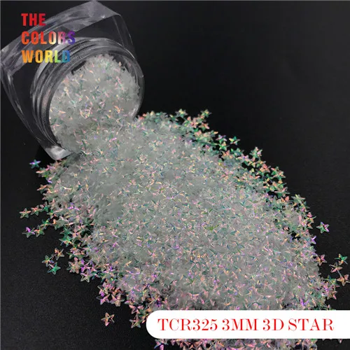 TCT-176 Звезда Форма 3D эффект красочный блеск 3 мм для гелевое украшение дизайн ногтей Блеск для ногтей макияж лицевой DIY украшения - Цвет: TCR325  200g