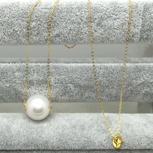 12MM Edison big natural pearl pendant single road pass necklace 18K gold clavicle chain | Украшения и аксессуары