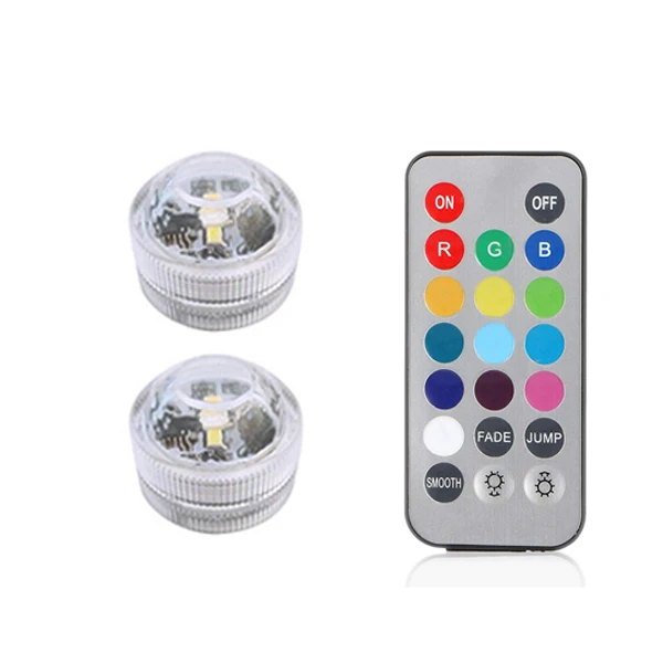 2 lamp 1 controller IP68 Водонепроницаемый погружной светодиодный светильник для подводного плавания на батарейках RGB ночной Светильник для аквариума, бассейна, свадебной вечеринки - Испускаемый цвет: 2 lamp 1 controller
