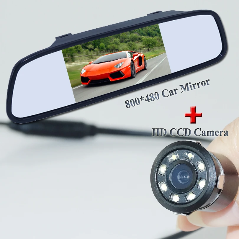 

5'' HD Car Rearview Monitor Video Input 800*480 with 8LED' CCD Auto reversing backup Car Rear View Camera Parking System