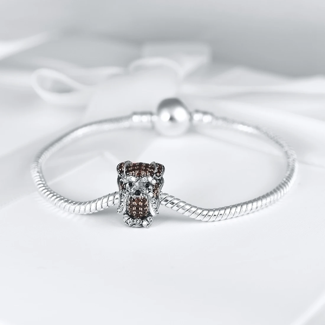 Jiayiqi 925 бусины из коричневого серебра с собачкой 925 пробы серебряные бусины с шармами подходят для брендовых браслетов DIY оригинальные серебряные ювелирные изделия