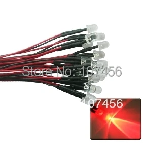 

50pcs 10mm red LED Lamp Light Set 20cm Pre-Wired 5V free shipping