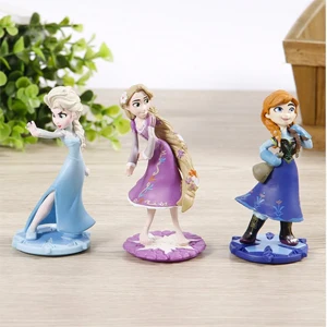 3pcs Для девочек на день рождения, 5 шт., игрушечные принцессы, топпер для торта, замороженная Эльза, Анна, ПВХ фигурка, куклы, детские игрушки, подарок - Цвет: 3pcs