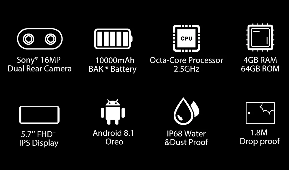 Blackview BV9500 IP68 водонепроницаемый ударопрочный 4G смартфон 10000 мАч Android 8,1 4 Гб+ 64 Гб Восьмиядерный 5," 13,0 МП мобильный телефон