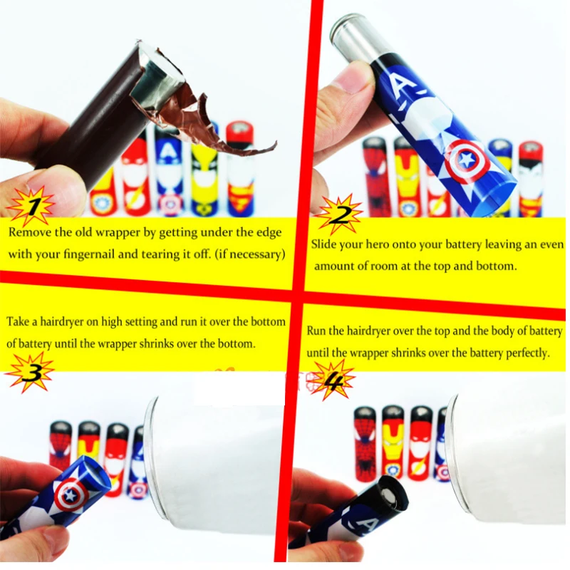 5 шт./лот 18650 Батарея защищены wrapper супер герой шаблон кожи Стикеры | Электроника
