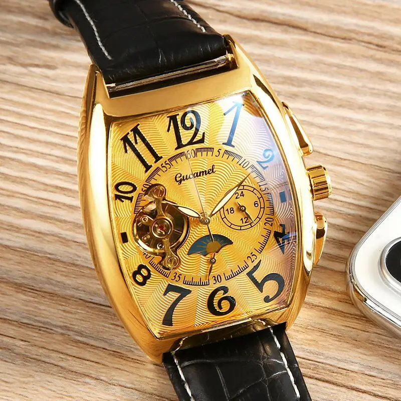Для мужчин со звездами утро Tourbillon полые автоматические механические часы для