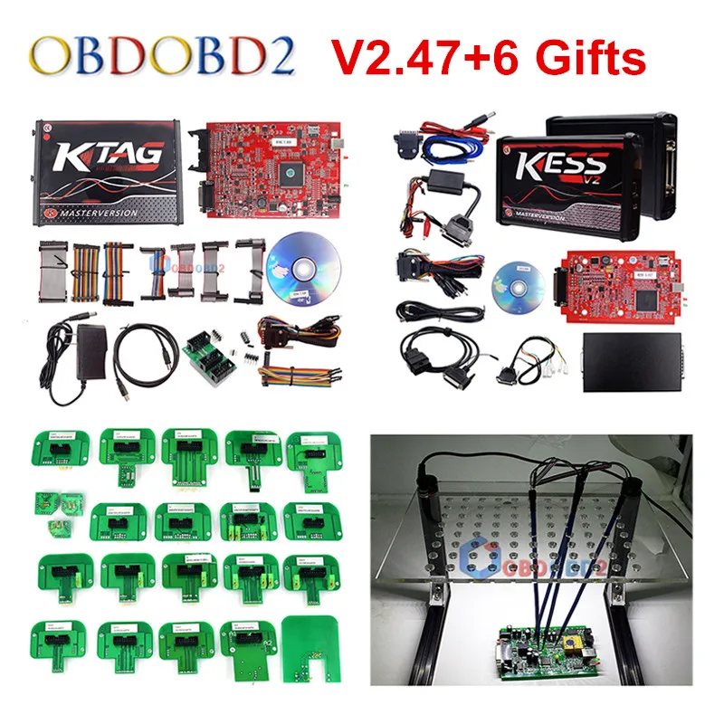 Разблокированный без маркера красный KESS V2 V5.017 V2.47 ECU чип тюнинг ЕС онлайн KESS 5,017 4 Led KTAG 7,020 2,23 менеджер Тюнинг Комплект