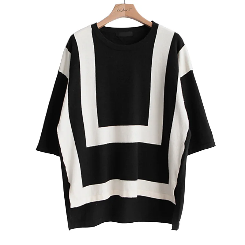 2018 Autumn New Women's Large Size Seven-point Sleeve Shirt Jumper Women Pullover Loose Bottoming Knit Sweater | Женская одежда