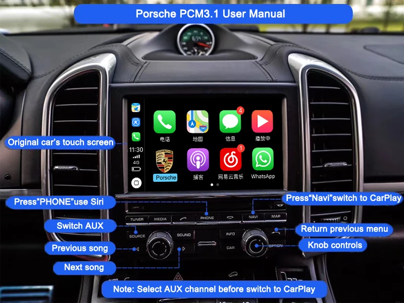 Aftermarket OEM PCM 3,1 беспроводная Apple CarPlay модифицированная для 2010-16 Porsche Panamera Cayenne Macan Cayman Boxster 911 Car play
