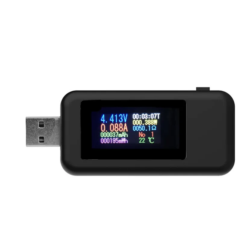 black Цифровой 10 в 1 USB тестер напряжения тока тестер Красочный ЖК-дисплей USB зарядное устройство Тестер измеритель мощности мобильный аккумулятор детектор - Цвет: black